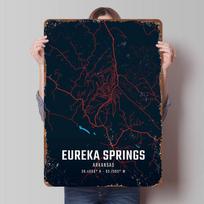 Eureka Springs City Map Metal Poster Customized Wall Art Retro Vintage Tinplate Signs for Office Decoration Room Home Decor Men 20X30CM
