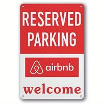 Vintage-Style Airbnb Parking Welcome Sign - Waterproof Metal Wall Decor, 8 x12 , Red & White, Fun Home Accent for Restaurants 20X30CM