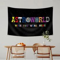 Astroworld Wish You Were Here Tapestry Travis Scott Hip Hop Wall Hanging Polyester Fan Merch Decor for Bedroom Dorm 100X70CM gray