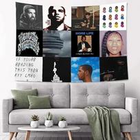 Drake Album Collage Tapestry Hip Hop Rap Music Surrounding Polyester Fiber Fans Bedroom Dormitory Wall Decoration 100X70CM