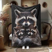 Jauki meškėno šeimos pledas - Minkštas flanelinis visasezoninis užtiesalas sofai ir lovai Puiki Kalėdų ar gimtadienio dovana Size: 75*100cm, Weight: 230 GSM