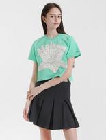 La Maison Studio Women'S Le Lis Embroidered Single Crop Top Green Cream (Fcc2Ts429W) Green Cream/S