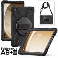 For Samsung Tab A9 Plus Accessory 360 Degree Rotation Hard Plastic Shockproof Protective Tablet Case with Shoulder Strap juoda