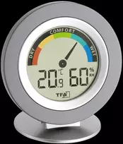TFA 30.5019 Thermo-Hygrometer COSY – Skaitmeninis Patalpų Termometras ir Drėgmės Matuoklis su Max/Min Atmintimi, Komforto Zonos Indikatoriumi, LCD Ekranu, Baltas