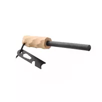 Krams Origin Outdoors Firesteel Edge – Ferocerinio strypo ugnies uždegiklis su plieniniu skeltuvu ir virvele, juoda rankena, oranžine virvele, kompaktiškas ir lengvas, tinkamas stovyklavimui, miško žygiams, išgyvenimui, avarinei parengčiai