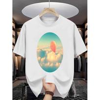 Balloon Graphic Tee Men's Pure Cotton Crew Neck T-Shirt Breathable Casual Print S