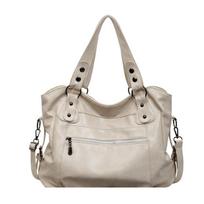 Tote Bag Retro Solid Color PU Large Capacity Shoulder Bag juoda