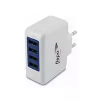 FLEPO USB 4-Port Power Supply 100-240V 4A 20W Black EU Plug