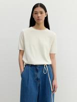 Race Half-Sleeve Knit Top_Ivory Reference/Free