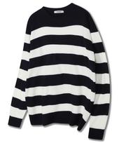 Polygram Tick Stripe Crew Neck Knit - 3 Colors Dark Navy/Free