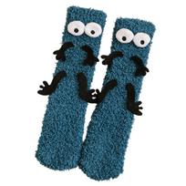 Autumn Lovely Warm Thicken Coral Velvet Big Eye Cartoon Medium Tube Socks Harajuku Children's Socks mėlyna