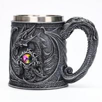 Valhalla Vikingų Nerūdijančio Plieno Nordic Vikingų Statina Drakono Valties Kariūnas Ragas Kaukolė Alaus Puodelis Krūka Stein Puodelis 400 ml 201-450ml juoda