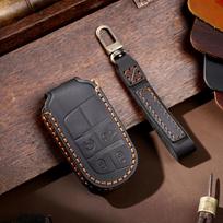 Premium Genuine Leather Key Fob Cover for Jeep Renegade Compass Cherokee Grand Cherokee Commander PHEV Smart Key Case (as the picture,15*8*4cm)