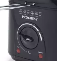 Progress EK2969PBLKVDE Kompaktiška riebalų keptuvė, 1,5 l, 900 W, juoda