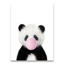 Baby Panda Print Animal with Bubble Gum Plakatas Darželis Sienų Menas Paveikslėlių Dekoras Mielas Rožinis Balionas Kūdikių Dušo Dovanų Drobės Piešinys Be rėmelio 21*30cm