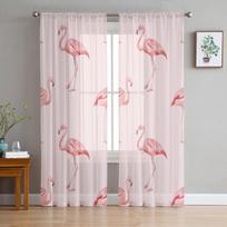 Skandinaviško stiliaus rožinės spalvos flamingo permatomos užuolaidos Svetainės langai Tiulio užuolaidos miegamojo virtuvei Namų dekoravimas Voile užuolaidos W135 x H160cm x1 white