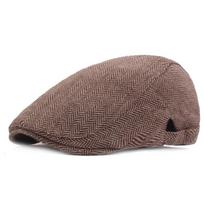 Newsboy Cap Men Spring Autumn Vintage Herringbone Casual Stripe Berets Gatsby Flat Hat Peaked Cap Adjustable pilka