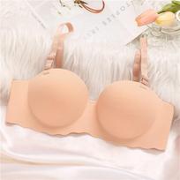 FINETOO Seamless  Bra Comfortable Wireless Underwear for Women Strapless Non-slip Bras B&32(85) vyno raudonos spalvos