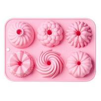 6 skylučių kepimo forma Nelipni daugkartinio naudojimo maistinė fondant tortas šokoladinis desertas pasidaryk pats silikoninės formos virtuvės įtaisas rožinė