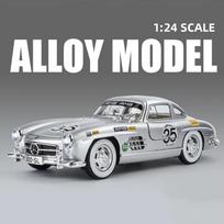 Nauja 1:24 Benzs 300SL vikšro versija, lydinio automobilio modelis, liejamas metalinis žaislas, klasikinės transporto priemonės, automobilio modelio imitacija, garso ir šviesos dovana vaikams balta