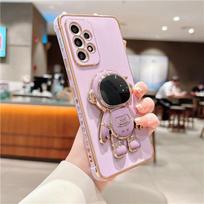 Luxury Astronaut Stand Phone Case For Samsung Galaxy S20FE S21 Plus S22 S24 S25 Ultra A12 A13 5G A52 A53 A55 F12 Plating Cover For Samsung S24 Plus