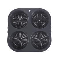 Silicone 4-Cavity Hamburger Bun Baking Pan for Oven & Air Fryer pilka spalva