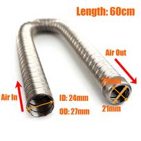 60cm - 300cm 24mm Dvigubo sluoksnio išmetimo vamzdis Oro dyzelinio parkavimo šildytuvui Nerūdijančio plieno vamzdis Dujų išleidimo žarna Automobiliui, kemperiui, nameliui ant ratų