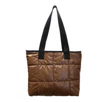 Puffer Tote Bag Bag Glossy Puffy Handbag Women Quilted Shoulder Lightweight Zip Closure Purse juoda