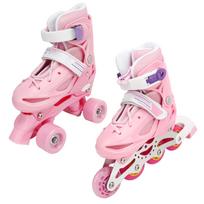 Children Roller Skates 31‑34 Size Pink Inline Single Row Double Row Adjustable Roller Skates for Indoor Outdoor