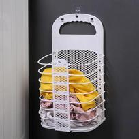 Plastic Storage Frame Foldable Dirty Clothes Basket Household Non Perforated Bathroom Wall Mounted Laundry Basket Clothes Basket L-47*27*16.5cm balta