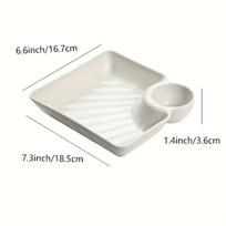White Plastic Serving Tray Compatible for Sushi,Appetizers & Party Platters-Heavy-Duty Rectangular Snack Plate with Nigiri & Sections for Restaurants 4pcs balta