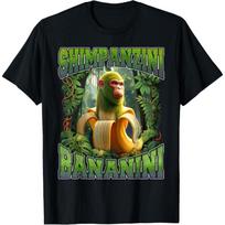 Shimpanzini Bananini Italian Brainrot Chimpanzee and Banana T-Shirt(9) S juoda