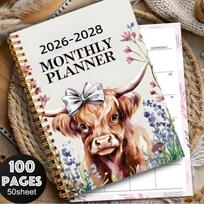 A Watercolor Monthly Planner For 2026-2028, Perfect As A Gift For Family And Friends To Help Plan Your Time And Schedule. One Size