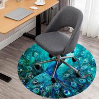 1PC Peacock Feathers Office Round Area Rug, Under Office Chairs Bedroom Living Room Home Decor, Carpet for Office -1110001 80cm by 80cm