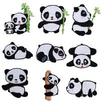 9 Pcs Cute Panda Delicate  Panda Iron On Patches Jeans Embroidered Patches  Men