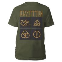 Oficialus Led Zeppelin Marškinėlis Auksiniai Simboliai Žalias Klasikinio Roko Metalo Grupės Marškinėlis Naujas L