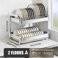 Dish Drying Rack Antisepsis Multilayer Bold Draining Shelf Thickened Reinforcement Rustproof Big-capacity Bowl Storage Shelves
