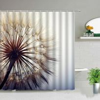 Dandelion Flower with Waterdrop Printing Shower Curtains Waterproof Cloth Curtain Set Fabric Bathroom Home Decor Bathtub Screens W90xH180cm