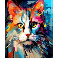 CHENISTORY Paint By Numbers Colorful Cat Animal Acrylic Drawing Canvas Wall Art Oil Painting By Numbers DIY Home Decoration 20x30cm no frame