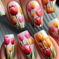 Stylish Flower Press On Nail Square Artificial Nail Full Cover Acrylic Stick on Nail for Art Lover and Trendsetters 1