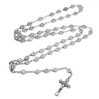 Senovinė kryžiaus rožinio karoliai Katalikų religija vyrams moterims Sidabrinė 8 mm Bea 1
