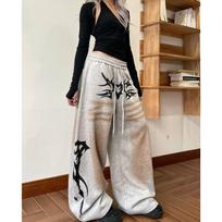 Women's Retro Hip Hop Totem Jazz Dance Wide-Leg Sweatpants XL