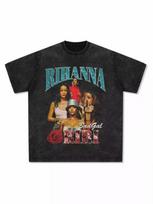 2026 Rihanna Hip-hop Rap Amerikietiški marškinėliai, Gatvės Retro spaudinys, Seninti skalbiami trumpomis rankovėmis, Patogūs, Kvėpuojantys Aukštos kok... S įvairiaspalvis