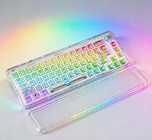 3-in-1 Transparent Mechanical Keyboard, Hot Swappable, RGB Backlit, Custom Keycaps for Gaming Office