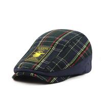 Retro checked baseball cap, British-style niche beret, Japanese-style versatile bohemian cap, artist’s cap adjustable