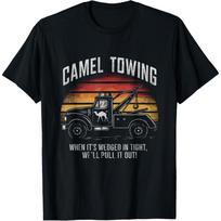 Camel Towing Retro Adult Humor Saying Funny T-Shirt S juoda