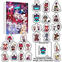 New Hazbines Hotels Christmas Advent Calendars Blind Box Anime Dark Cartoon 2D Acrylic Decor Pendants Holiday Gift Set for Kids gray
