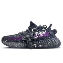 Adidas Originals Yeezy Boost 350 V2 Slip Resistant Low top Casual Shoes Unisex Black Purple HQ4540(Team401-) 37⅓