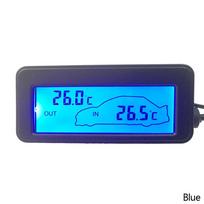 Naujas Automobilio Vidinis Lauko Termometras Mini Skaitmeninis Automobilio LCD Ekranas Vidaus Lauko Termometras 12V Transporto Priemonės 1.5m Kabelio Daviklis Auto mėlyna