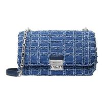 Michael Kors MK Tribeca Classic Quilted Fabric Shoulder Bag Women bags Denim-Blue White Black 30S4S2RL7C White,Basic Set (Bag+Dust Bag)